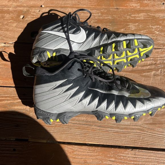 Nike Alpha Fastflex Menace Shark Football Cleats Black Gray Yellow Mens Size 13 - Picture 2 of 6